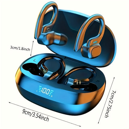 Wireless Earbuds With Earhooks, Play Back Sports Headphones In-Ear HiFi Stereo Earphones