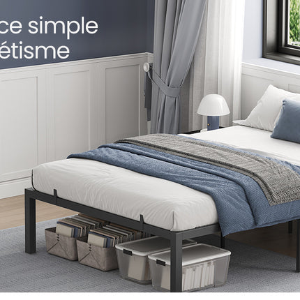 Double Bed Frame, Metal Bed Frame, with Bedside Shelves, Guest Bed Frame, for 140 x 200 cm Mattresses, Easy Assembly
