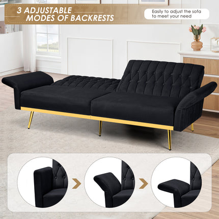 Sofa Bed Featuring Adjustable Arm And Back Rests, a Cozy Futon Loveseat with a Button-Tufted Style,