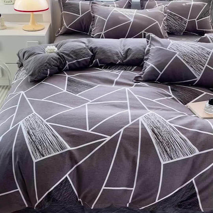 3pcs Geometric Print Duvet Cover Set - Soft, Breathable Polyester, All-Season Comforter with Zip Closure
