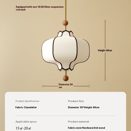 Retro Style French Style Bedroom Fabric Craft Chandelier Mid-ancient Simple Nanyang Solid Wood Romantic Room Main Lamps