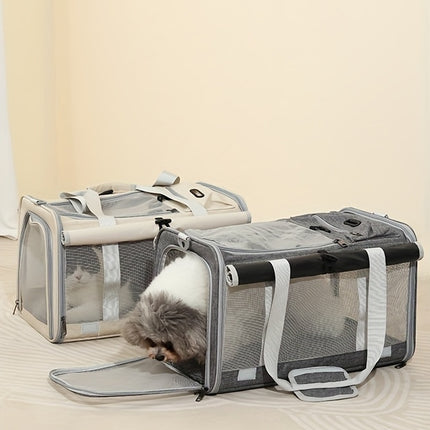 Large Roll-Up Cat Carrier for Outdoor Use, Portable, Breathable, Windproof