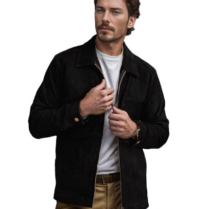 Simple Men's Suede Fabric Jacket Solid Color Fashion City