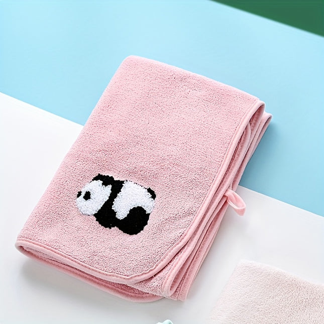 2pcs Soft and Absorbent Panda Hand Towel and Bath Towel Set