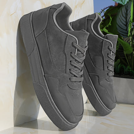 Men'S Fashionable Gray Sneakers - Casual Lace-Up Skate Shoes with Durable PVC Sole,