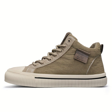 Men's All-Season Thick-Soled Sneakers - Korean Style Mid-Top Chunky Cushioned PVC Sole,