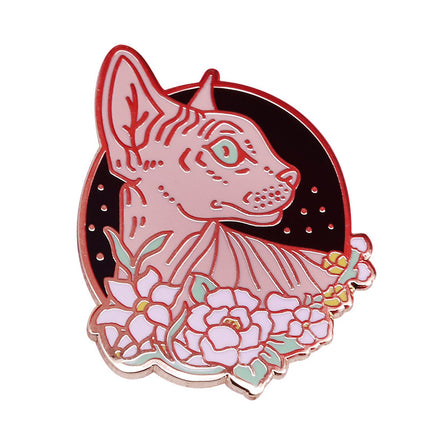Flower Brooch Cute Hairless Cat Badge