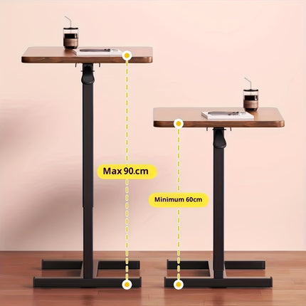 Hidden Wheel Desk Adjustable Height Flip-Up Bedside Laptop Table, Portable and Space-Saving,