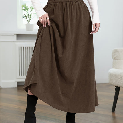 Women'S Casual High-Waisted A-Line Skirt, Thick And Versatile Long Pleated Umbrella Skirt.