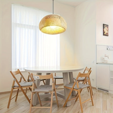 Pendant Light Kitchen Island 11.81 Inch (Approx. 30cm) Bamboo Dining Light Fixture Dome Boho Chandelier