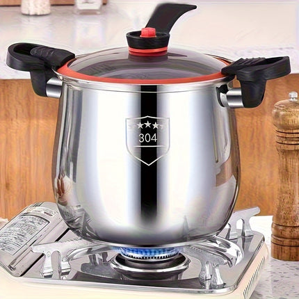 Stainless Steel Quick Cooker - Food Grade, Non-Stick Large Capacity Soup and Stew Pot with Safety Lid,