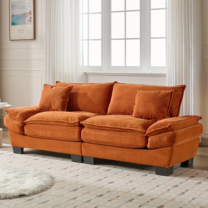 Sofa Designed for Two, Featuring Deep Seating And Corduroy Double-Layer Cushions