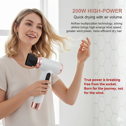Rechargeable Hair Dryer with Three Temperature Settings for Hot And Cold Air, Powerful Mini Design