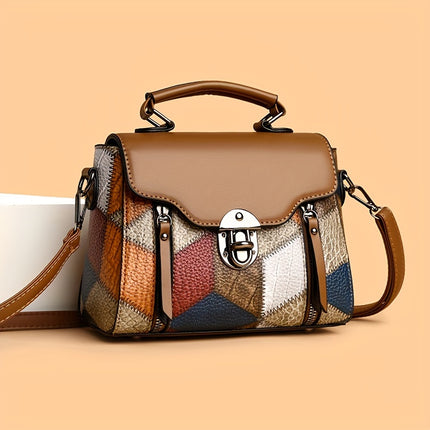 Geometric Handbag - Adjustable Shoulder Strap, Large Capacity Anti-Theft Zipper Closure
