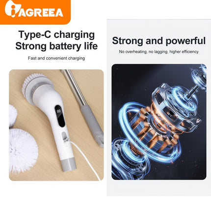 9-in-1 Multifunctional Electric Cleaning Brush Set - Rechargeable Bathroom Brush