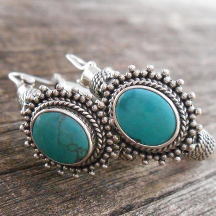 Bohemian Vintage Turquoise Earrings For European And American Ladies
