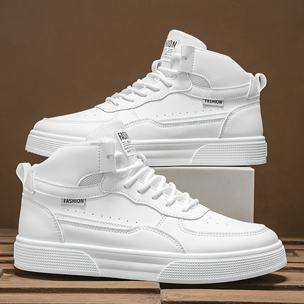 Men'S White Low-Top Sneakers - Casual Skate Shoes with Lace-Up Closure,