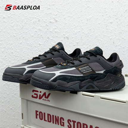 Men'S All-Season Casual Sneakers - Thick Upper, Reflective Strip Design,