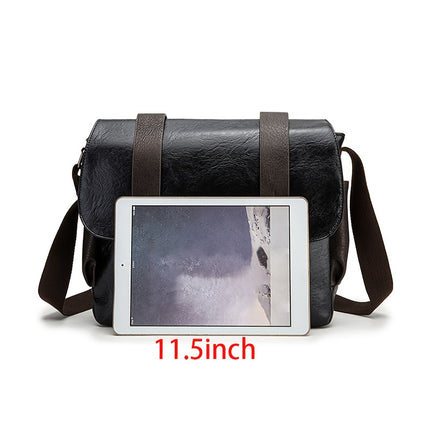 Men'S Vintage Flap Messenger Bag, a Spacious Shoulder Bag Suitable for Commuting, Back