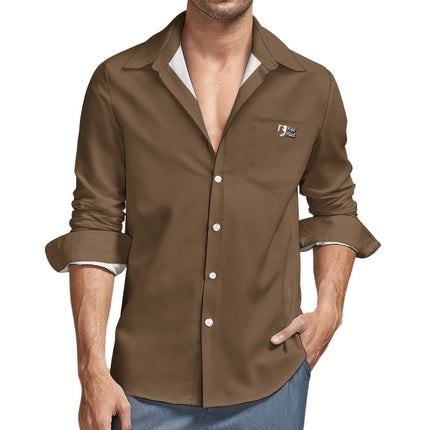 Peach Velvet Casual One Pocket Long Sleeve Shirt