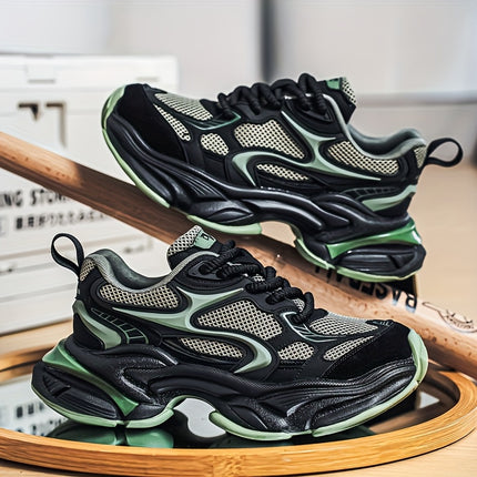 Men's Chunky Height-Increasing Sneakers - Thick Platform Lace-Up Shoes with Breathablee