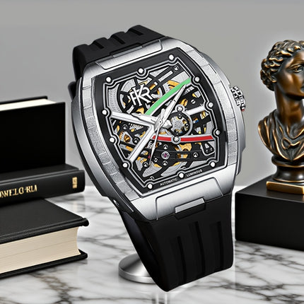 Men'S Barrel-shaped Tape Automatic Mechanical Watch | 3D Case, Double-sided Openwork