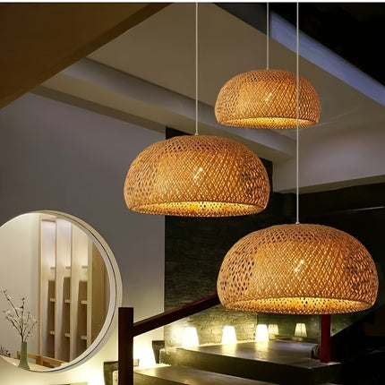 Bamboo Woven Lampshade for Traditional Chinese Style Dining Room, Tea House