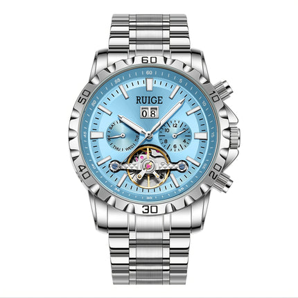 Luxury Weekly Calendar Men'S Watch Casual Sports Stainless Steel Watch, Without Battery
