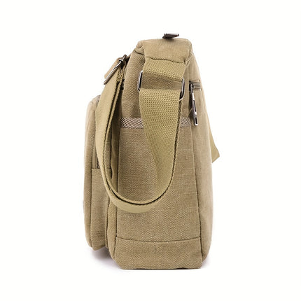 Large Capacity Multi-Pocket Crossbody Shoulder Bag with Adjustable Strap - Heavy-Duty Casual Outdoor