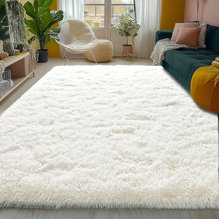 One Piece of Solid Color Minimalist Morandi Off-White Series Plush Fluffy Rug Designed