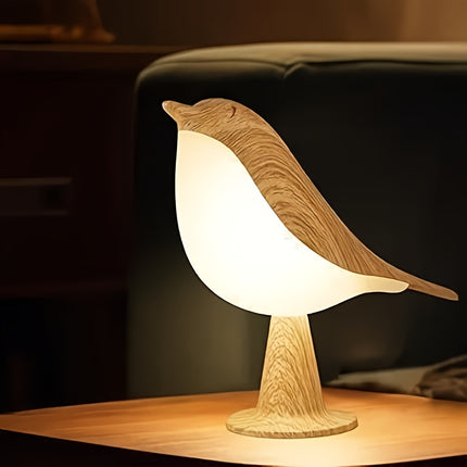 1pc Adjustable Light Touch Bird Table Lamp, Wireless 3-Color Temperature Sensor LED Night Light,