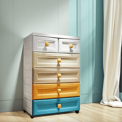 Modern 5-Tier Stackable Storage Cabinet with Large & Small Drawers - Heavy-Duty Plastic Construction