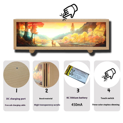 LED Light Box Touch Dimming Ambience Light Charging Small Night Lamp