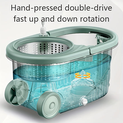 1set, Hands-free Wash Rotating Mop And Bucket Set/ Only 3 Replacement Mop Head Refill, Wet And Dry Use