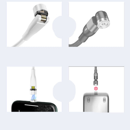 Three In One Data Cable 540 Degree Rotation Spherical Magnetic Charging