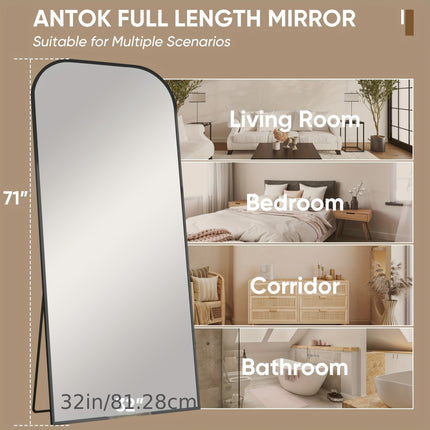 71"x32"&76"x34" Floor Mirror Freestanding, Arched Floor Standing Large Mirror Full Body Mirror