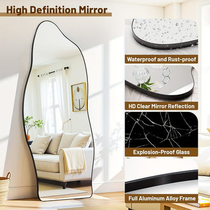 Full-Length Mirror with Stand - Adjustable Standing Floor Mirror with Large Pane,