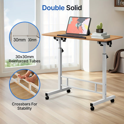 Ergonomic Height-Adjustable Computer Desk Workstation - Dual-Sided White Folding Table ,