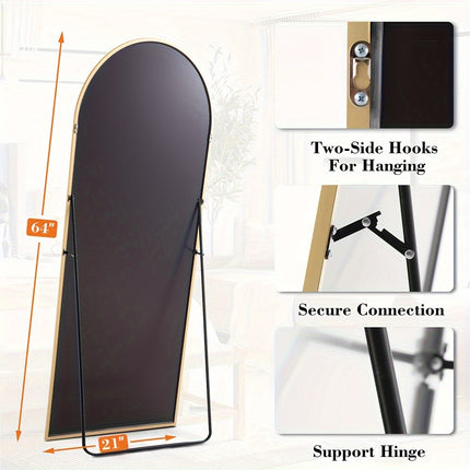 Mirror with Stand - Aluminum Alloy Thin Frame Floor Standing, Leaning or Wall-Mounted, 2 Sizes,