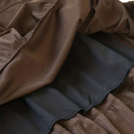 Thick Corduroy Women's Skirt, Autumn and Winter Pleated Cake New Long Dress, Patchwork A-Line Dress