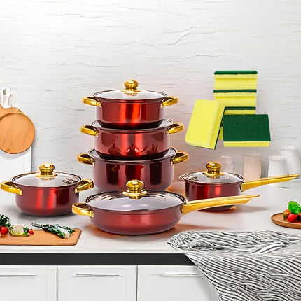 16pcs Stainless Steel Pots And Pans Set, Kitchen Cooking