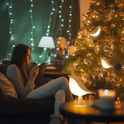 1pc Adjustable Light Touch Bird Table Lamp, Wireless 3-Color Temperature Sensor LED Night Light,