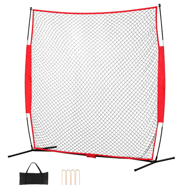 Barricade Backstop Net, 7x7 ft Ball Sports Barrier Netting, Portable Practice Equipment with Carry Bag, Protection Screen for Baseball Softball Lacrosse Soccer Hockey Training, for Backyard