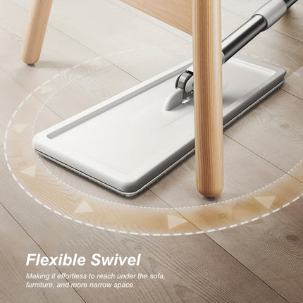 Mop And Bucket with Wringer Set, White Flat Squeeze Mop Bucket Set for Floor Cleaning, Wet Dry Mop for Wall Cleaner with Long Handle, Hardwood Floor Mop with 3 Microfiber Cloths