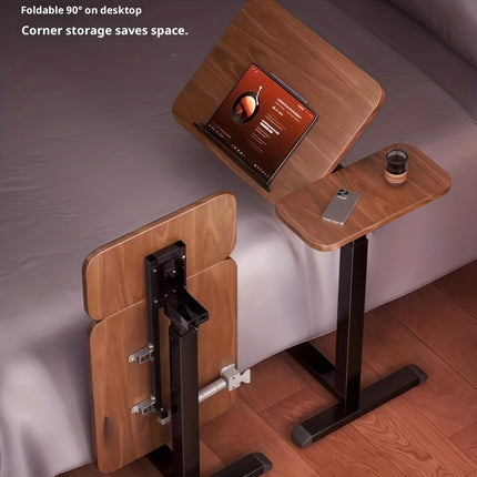 Height-Adjustable Laptop Desk with Tilting Desktop & Hidden Wheels