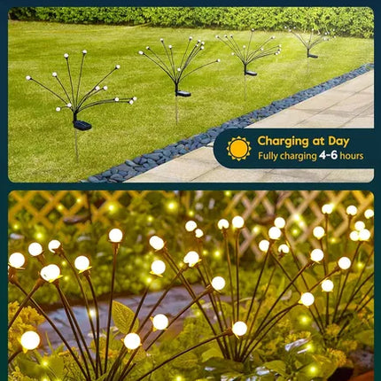 Solar Garden Lights - 4 Pack 48 LED Firefly Lights With 2 Lighting Mode, Sway By Wind, Waterproof Solar Light For Outdoor Outside Yard, Warm White