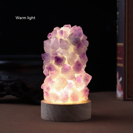 Natural Amethyst Vug Tooth Flower Mini Night Light Usb Plug-in