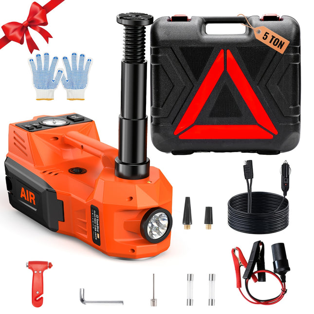 TaskStar Pro Heavy-Duty 12V Hydraulic Jack 2267.96KG with Air Compressor & LED, Emergency Tire Change