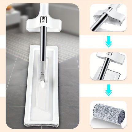 1set Mop Plus 2 Mop Cloths - Long-Handled Hands-Free Cleaning for Wet and Dry Floors,