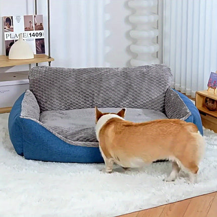 Extra-Large Luxury Plush Pet Sofa Bed - Thick, Warm with High Backrest for Cats & Dogs, Easy Clean, All-Season Comfort